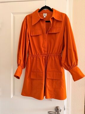INC International Concepts Vibrant Orange Drawstring Waist Utility Jacket